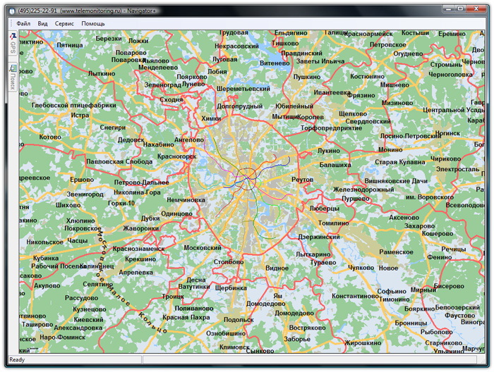 Главное окно программы слежения системы мониторинга транспорта